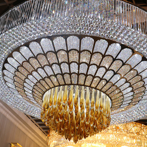 Projet d'hôtel personnalisé Art déco Lobby LED Art lustres en verre grand lustre en cristal de forme ronde pour salle de banquet - Product Image 2