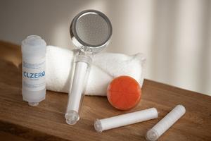 Clzero White Transparent Polypropylene <b>Shower</b> Head with Sediment Vitamin Gel <b>Filters</b> Anti Chlorine Skin Care Model CL-SH-FIL - Product Image 3