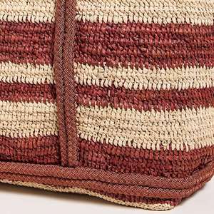 กระเป๋าถือชายหาดลายทางสำหรับผู้หญิงไซส์ใหญ่ ฤดูร้อน/ฤดูหนาว/ฤดูใบไม้ผลิ  กระเป๋าสะพายไหล่แบบถัก  แบบเปิดปิด  พกพาสะดวก สำหรับเดินทางและช้อปปิ้ง - Product Image 4