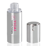 Sacs cosmétiques imprimés argent 15ml 30ml 50ml à personnaliser les bouteilles sans air, personnalisation avec pompe en plastique, vente en gros