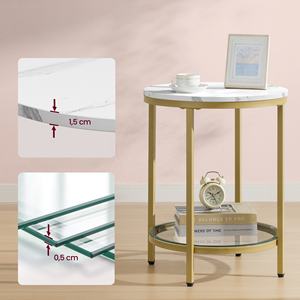 <span class=keywords><strong>Table</strong></span> d'appoint <span class=keywords><strong>ronde</strong></span> <span class=keywords><strong>VASAGLE</strong></span> de luxe dorée avec cadre métallique pour salon, <span class=keywords><strong>table</strong></span> basse - Product Image 3