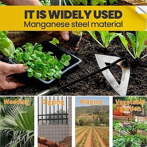 Azada de jardín-Azada hueca endurecida totalmente de acero, rastrillo de mano para plantar verduras, bordeadora de jardín para excavar - Product Image 3
