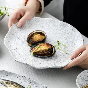 Nordic Granite Texture Ceramic Plate Dishes Creative Irregular Western Food Dinner Plates Dessert Dish Soup Bowls Home Tableware