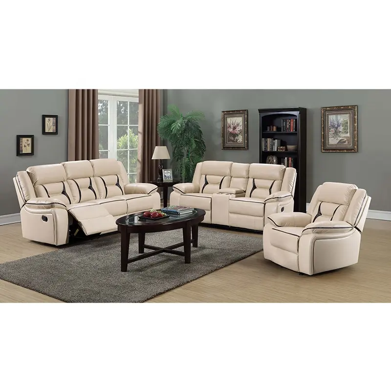 Serviço personalização conjunto sofá reclinável ar couro sofá conjunto estofos moderno movimento Set Recliner