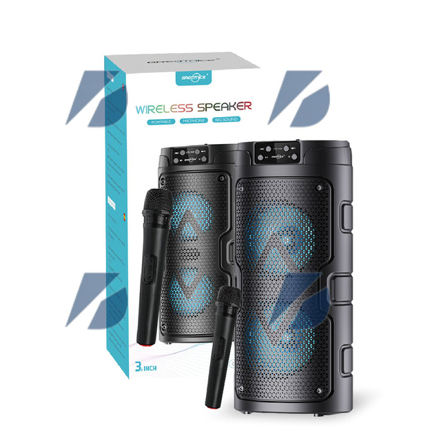 GTS-1926 Portable Outdoor Plastic Party Small BT Speaker with Wireless Microphone USB TWS FM Radio 3-Inch Powered Speaker