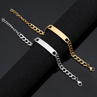 Bracelet en acier au titane minimaliste à la mode pour les couples Design géométrique bricolage avec étiquette incurvée Style tendance
