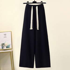 2025女式优雅休闲毛衣2件套立领针织衫套装直筒长裤宽松冬季合身 - Product Image 6