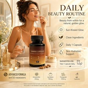 Pilules de <span class=keywords><strong>bronzage</strong></span> naturel OEM/ODM, capsules de <span class=keywords><strong>bronzage</strong></span> <span class=keywords><strong>sans</strong></span> <span class=keywords><strong>soleil</strong></span> Golden Glow, capsules auto-bronzantes qui agissent rapidement <span class=keywords><strong>sans</strong></span> <span class=keywords><strong>soleil</strong></span> pour une peau éclatante - Product Image 5