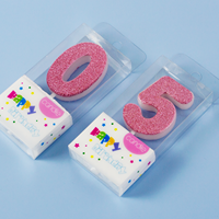 Bougies Chiffres Premier Anniversaire Roses Sans Fumée Non Toxiques avec Piques de Qualité Alimentaire Prêtes à la Vente au Détail