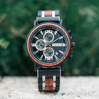 Montres-bracelets pour hommes BOBO BIRD personnalisées, chronographe, mouvement à quartz japonais, bracelet en acier inoxydable, montres en bois tendance