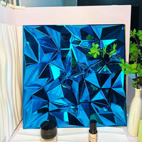 Panel de Espejo Cuadrado de PVC Blanco de Alta Calidad, 50x50cm, Moderno, Geométrico, 3D, Resistente a la Humedad, para Baño, Comedor, Pared