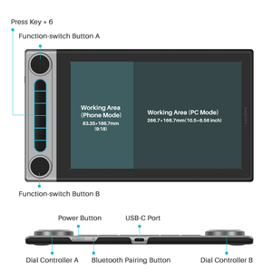 Tablette graphique Q630M avec écran, matériau en aluminium, connexion sans fil, stylet numérique pour ordinateur portable, stylet graphique Q630M - Product Image 3