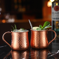 Tasses à Moscow Mule en or rose martelé à double paroi isolées sous vide 500 ml, tasses à bière anti-déversement pour cocktails de fête
