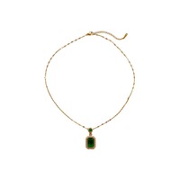 Accessoires de mode 2025, bijoux, pendentif en cristal vert émeraude, ensemble de collier, bijoux plaqués or