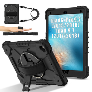 Étui antichoc pour <span class=keywords><strong>iPad</strong></span> 6/5 Gen 9.7 Pro 9.7 <span class=keywords><strong>Air</strong></span> 2 avec support rotatif, sangle de main, sangle d'épaule, silicone + PC OEM ODM - Product Image 2