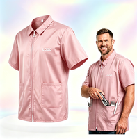 Veste de barbier rose personnalisée avec logo imprimé/brodé pour salon, gilet de barbier personnalisé, uniforme de barbier pour hommes