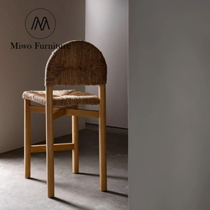 Phong cách hiện đại Retro mây ghế Bistro rắn gỗ cao trở lại Phân thanh ghế cho nhà bếp nhà hàng truy cập bện Phân - Product Image 6