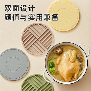Heat Resistant Silicone Placemat Round Solid Color Durable For Pot Bowl Table Use - Product Image 5