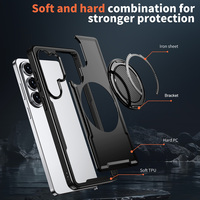Étui magnétique de luxe antichoc à couverture intégrale avec finition mate effet peau et protection à 360° °   Support rotatif pour Samsung Galaxy S26 S25 S24 Plus Ultra
