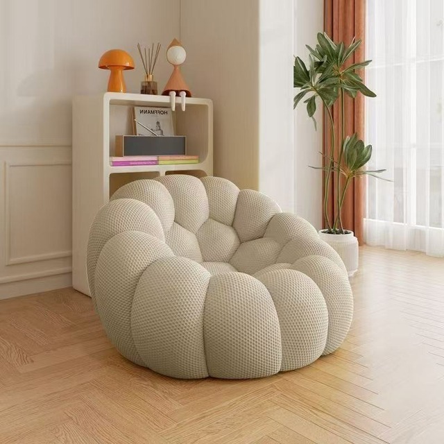 Designer Football Bubble Pumpkin Sofa Chair High Density Sponge Knit Fabric Single Leisure Sofa For Home Living Room