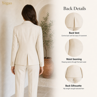 Ensemble tailleur pantalon droit et blazer blanc crème à boutonnage simple pour femme Yegao – Tenue de bureau et de carrière – OEM ODM Personnalisé