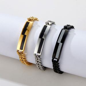 Custom 316l Stainless Steel <b>Men</b> Bracelet Engrave 14k 18k Gold Plated Fashion Chain Link Bracelets <b>for</b> <b>Men</b> - Product Image 1