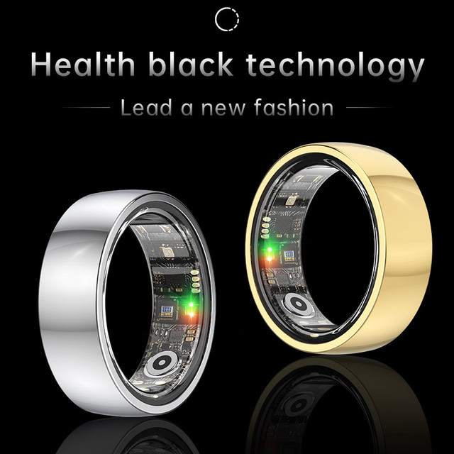 New Health Smart Ring with Blood Pressure & SpO2 Monitor Heart Rate Sleep Tracking IP68 Waterproof Stainless Steel App Control
