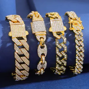 Fashion Jewelry Hip Hop Cuban Chain Pig Nose Diamond Bracelet Gold Plated Custom Bracelet Jewelry For Men And Women