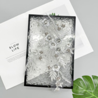 Applique brodée 3D en maille colorée, motif floral fait main, pour la décoration de vêtements et la mode