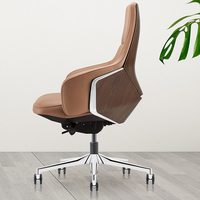 Chaise de bureau à dossier moyen pour l'exécutif en cuir Pu ergonomique de bureau moderne de style commercial contemporain pivotant en Chine