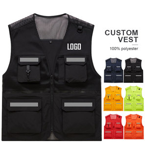 Gilets pour hommes personnalisés avec logo, design personnalisé, légers, en maille, multi-poches, pratiques, vêtements de travail en plein air, gilets de sécurité - Product Image 2