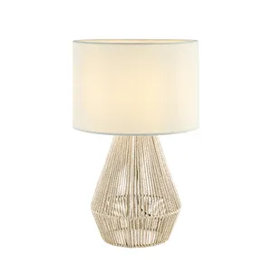 Barbante de papel quarto moderno luminária sombra tecido de base artesanal moderno candeeiro de mesa de iluminação de mesa