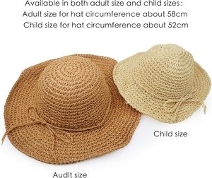 子供と大人のための夏のビーチ保護麦わら帽子折りたたみ可能な包装クロッシュスタイル麦わら帽子