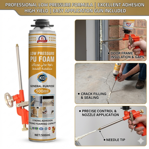 <span class=keywords><strong>Mousse</strong></span> d'étanchéité PU basse pression 500ml – <span class=keywords><strong>Mousse</strong></span> polyuréthane pour le remplissage précis des fissures de cadre de porte - Product Image 2