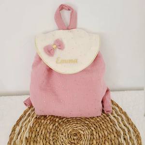 Mochila Infantil Personalizada con Monograma, <span class=keywords><strong>Mini</strong></span> Mochila de Lona con Lazo para Niños, Mochila de Algodón para Exteriores - Product Image 1