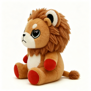 Peluche lion personnalisée avec cœur sur les yeux, peluche lion chonchon assis à câliner, adorable peluche lion - Product Image 3
