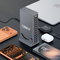 Cargador de Escritorio Multipuerto de 1200W, Estación de 12 Puertos, 8 Tipo-C, 4 USB-A, Servicio OEM para Distribuidores Globales de Electrónica