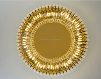 Plafonnier LED moderne en acier et cristal avec lumière blanche froide, alimentation CA, pour salon - Design haut de gamme pour hôtels
