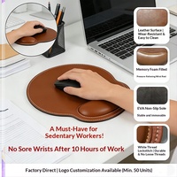 Repose-poignets en cuir PU solide avec mousse à mémoire de forme pour souris et clavier, base antidérapante en EVA, bords cousus