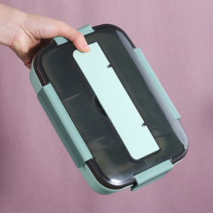 Contenedor de comida para llevar de plástico PP sin BPA de 1200ml Forma rectangular <span class=keywords><strong>4</strong></span> compartimentos con <span class=keywords><strong>cuchara</strong></span> y tenedor - Product Image 3