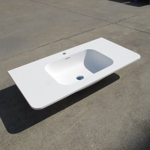 Fregadero personalizado diseño moderno blanco mate superficie sólida piedra <span class=keywords><strong>resina</strong></span> <span class=keywords><strong>lavabo</strong></span> encimera <span class=keywords><strong>lavabo</strong></span> para Baño - Product Image 4