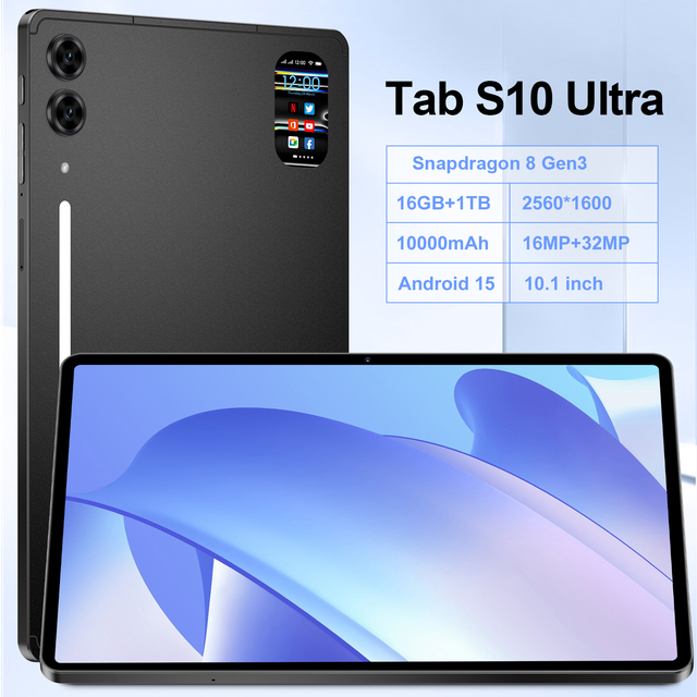 Tab S10 Ultra 32MP Rear Camera Tablet 10.1'' HD Screen 16GB+1TB 5G LTE Zero-Light Face Unlock GPS Outdoor Photography Tablet