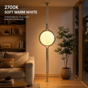 Lámpara de pie moderna de acrílico y vidrio flexible de alta calidad, con pantalla redonda de metal, ideal para sala de estar y dormitorio, en oferta. - Product Image 6