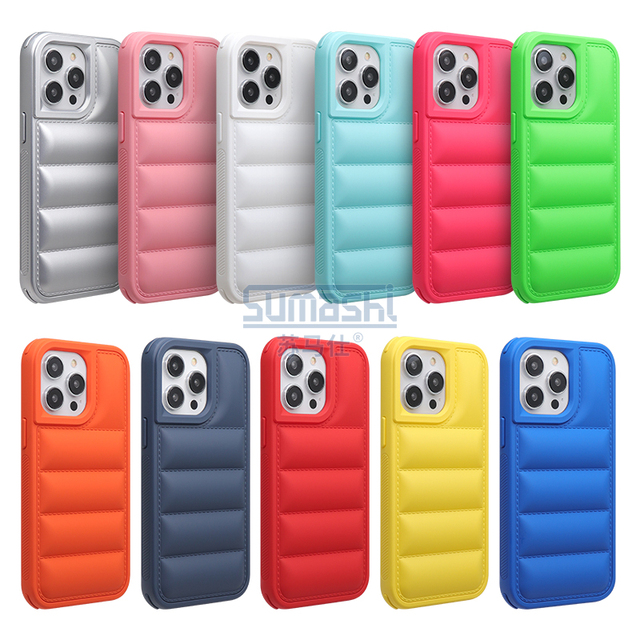Custom logo 2 in 1 Shockproof Printing Down Puffers Cotton Jacket Puffer Phone case for iphone 16 15 16 12 13 14 15 Pro Max
