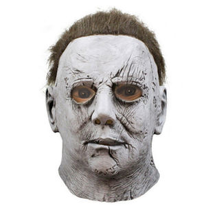 Masque intégral en latex drôle et amusant, peau pâle, fissures brunes, cheveux foncés désordonnés, texture réaliste et effrayante, doux et confortable pour fête d'Halloween - Product Image 1