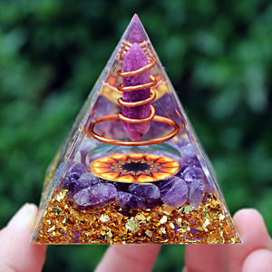 <b>Crystal</b> <b>Chip</b> Pyramid Resin Epoxy Craft Desktop Ornament Amethyst Sunflower Home Decoration Gift Collection - Product Image 1