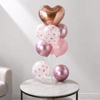 Ensemble de ballons en forme de cœur avec support de table et pompe, idéal pour les mariages et Noël, parfait pour décorer les fêtes d'anniversaire