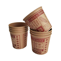 Tasse à soupe en papier kraft jetable étanche de qualité alimentaire à emporter bol à soupe profond et chaud avec logo d'impression personnalisé