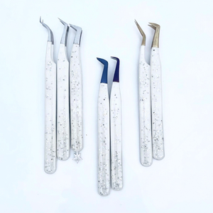 Juego de Pinzas para Pestañas de Acero Inoxidable de Marca Privada del Fabricante, Herramientas de Extensión de Pestañas con Punta de Fibra, con Caja de Empaque OEM - Product Image 1