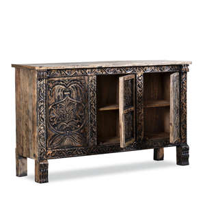 Buffet moderne en bois de qualité supérieure, 3 portes, 3 tiroirs, armoire de rangement sculptée pour salle à manger, chambre et salon - Product Image 1